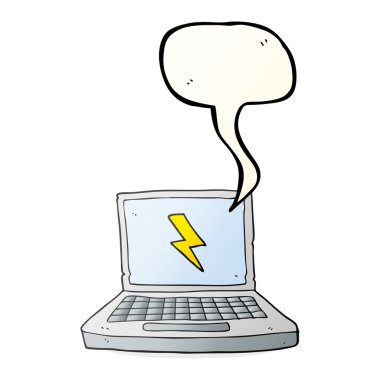 konuşma kabarcık karikatür dizüstü bilgisayar