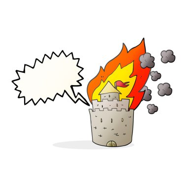 Kale yanan konuşma kabarcık karikatür