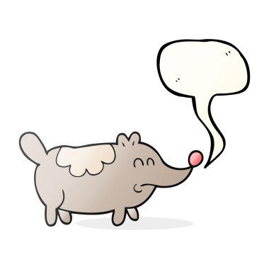 konuşma kabarcık karikatür küçük şişman köpek