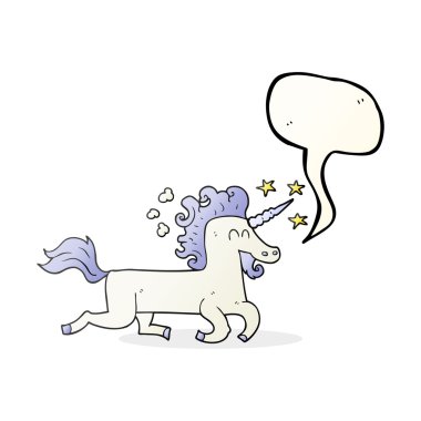 konuşma kabarcık karikatür tek boynuzlu at