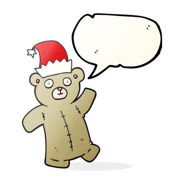 konuşma kabarcık karikatür ayıcık Noel şapka