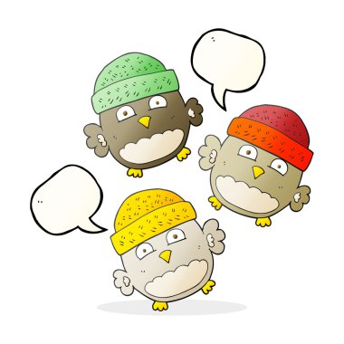konuşma balonu karikatür sevimli baykuşlar