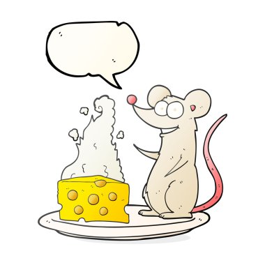 konuşma kabarcık karikatür fare peynir ile