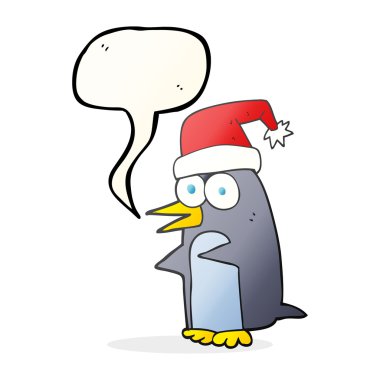 konuşma balonu Noel penguen karikatür