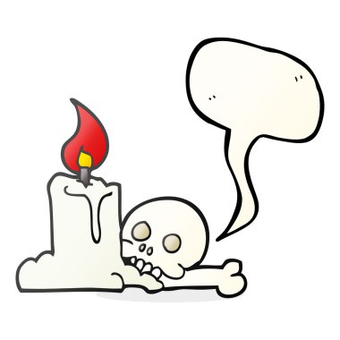 konuşma balonu çizgi film ürkütücü kafatası ve mum