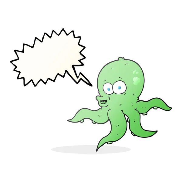 Pulpo de dibujos animados burbuja discurso — Vector de stock