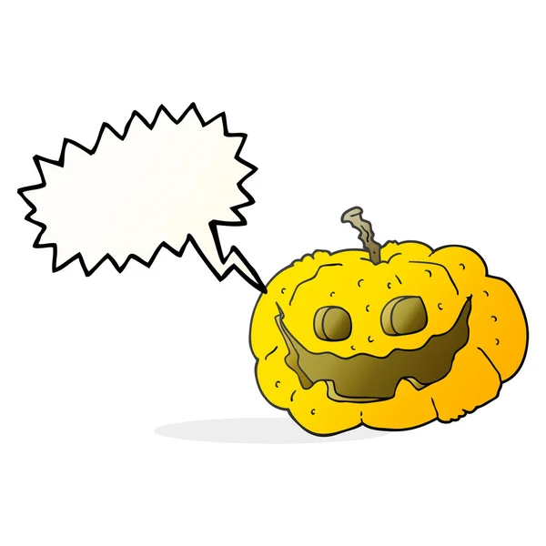 Discours bulle dessin animé halloween citrouille — Image vectorielle