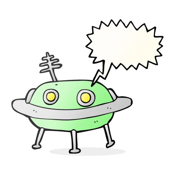Řeči bubliny cartoon mimozemské kosmické lodi — Stockový vektor