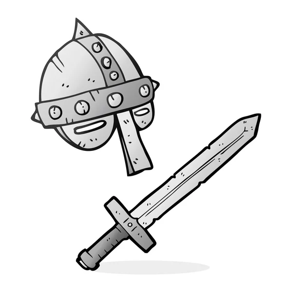 Casco medieval de dibujos animados — Vector de stock