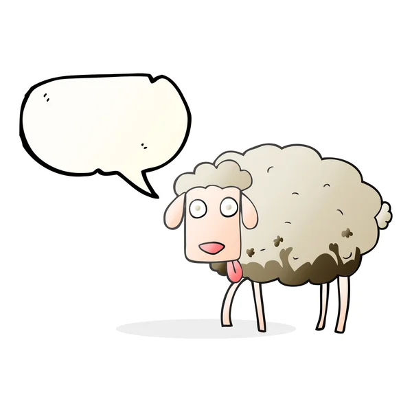 讲话泡泡泥泞的卡通羊 — 图库矢量图片