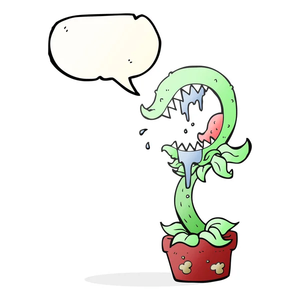 Toespraak bubble cartoon vleesetende plant — Stockvector