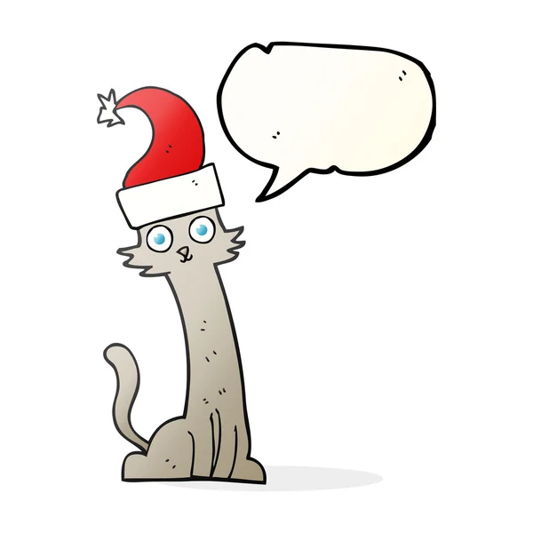Мультяшный кот в рождественской шляпе — стоковый вектор