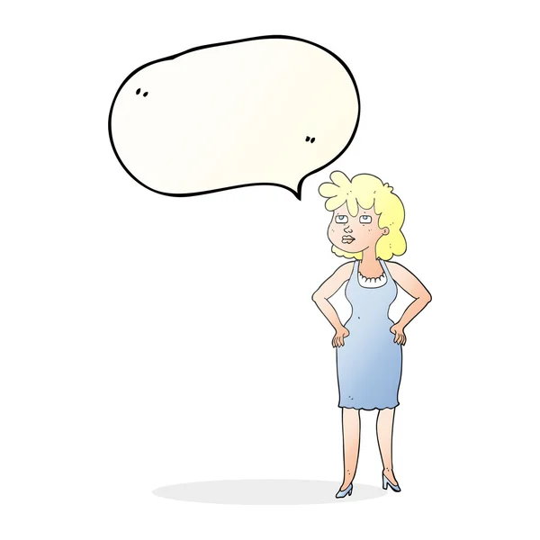 Discorso bolla cartone animato infastidito donna — Vettoriale Stock