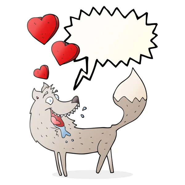 Habla burbuja de dibujos animados lobo en el amor — Archivo Imágenes Vectoriales