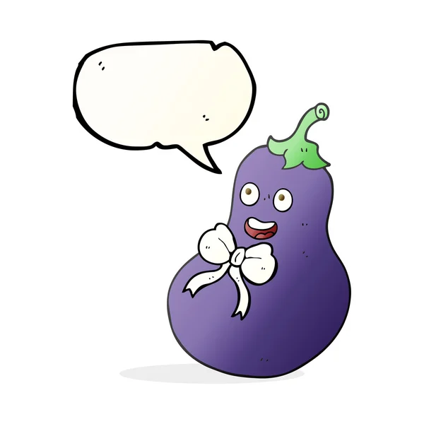 Speech bubble cartoon eggplant — Stock Vector