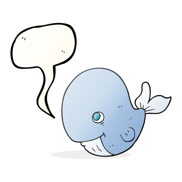 Discours bulle dessin animé baleine heureuse — Image vectorielle