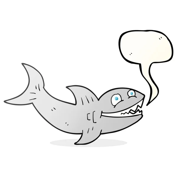 Voz burbuja caricatura tiburón — Vector de stock