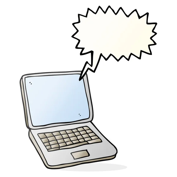 Computer portatile del fumetto della bolla di discorso — Vettoriale Stock
