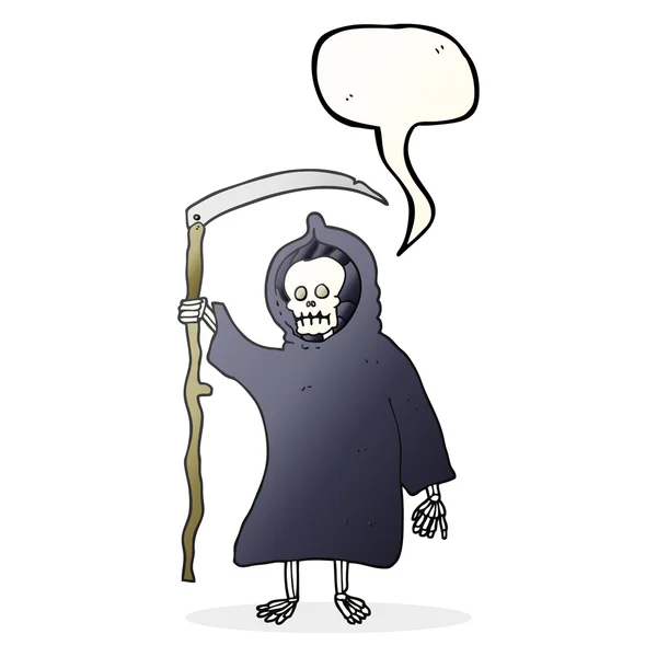 Voz burbuja dibujos animados espeluznante figura de la muerte — Vector de stock