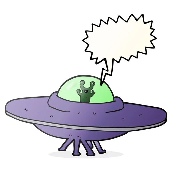 Discours bulle dessin animé extraterrestre vaisseau spatial — Image vectorielle