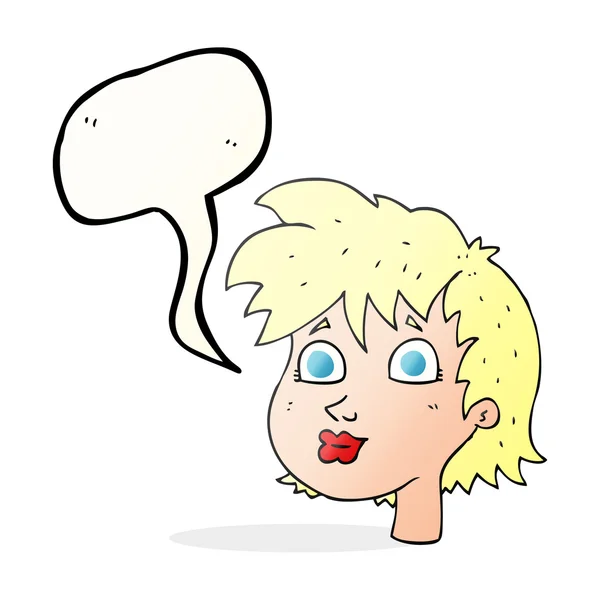 Speech bubble cartoon female face — Stock Vector