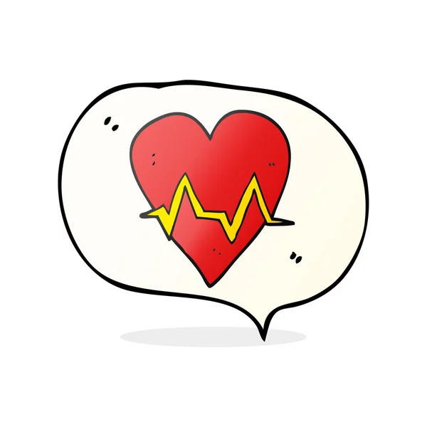 Speech bubble cartoon heart rate pulse symbol — Stock Vector