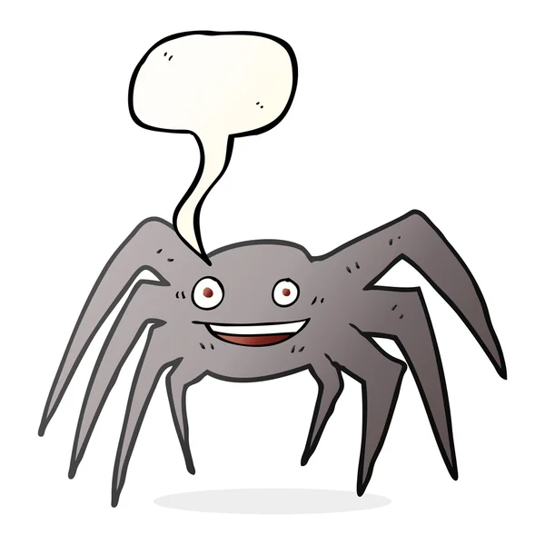 Speech bubble cartoon happy spider — Stock Vector