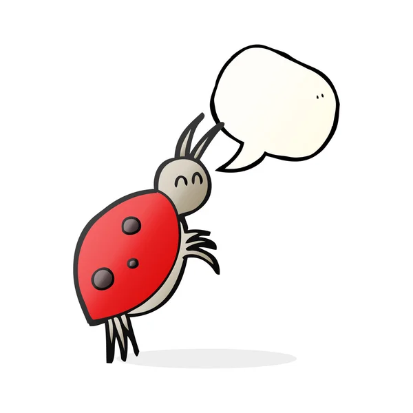 Toespraak bubble cartoon lieveheersbeestje — Stockvector
