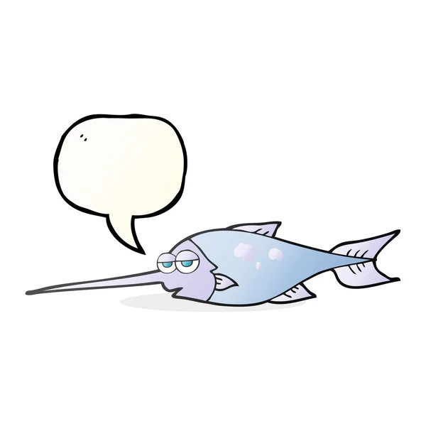 Discorso bolla cartone animato pesce spada — Vettoriale Stock