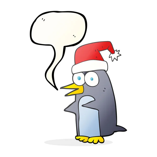 Speech bubble cartoon christmas penguin — Stock Vector