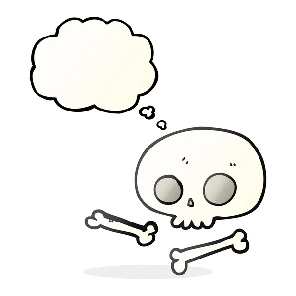 Pensamento bolha cartoon crânio e ossos — Vetor de Stock