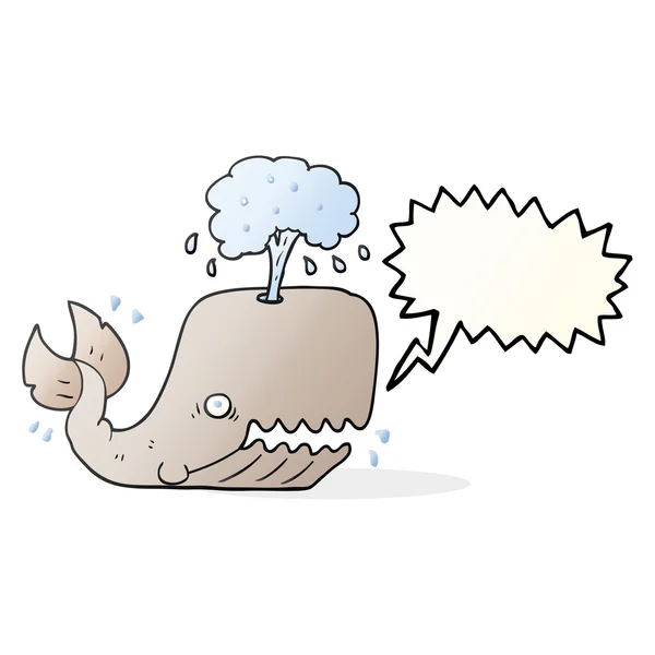演讲泡沫卡通鲸鱼喷出的清水 — 图库矢量图片