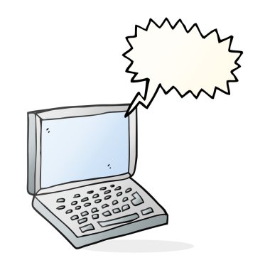 konuşma kabarcık karikatür dizüstü bilgisayar