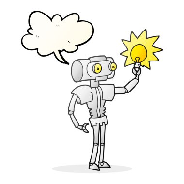 ampul ile konuşma kabarcık karikatür robot