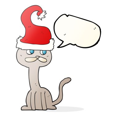 konuşma kabarcık karikatür kedi Noel şapka