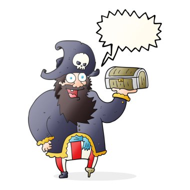 konuşma kabarcık karikatür korsan Kaptan ile hazine sandığı