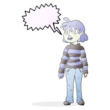 konuşma kabarcık karikatür casual uzaylı kız