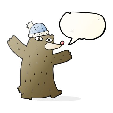 konuşma kabarcık karikatür ayı şapka