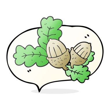 konuşma kabarcık karikatür meşe palamutları ve yaprakları