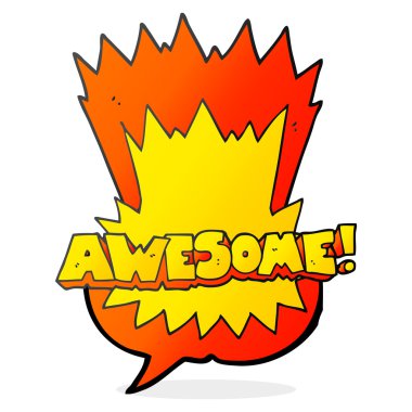 Harika konuşma kabarcık karikatür Not