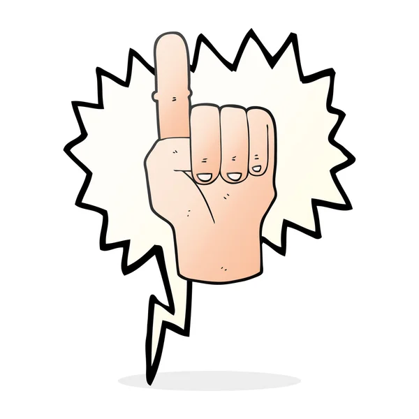 Fala bolha desenho animado apontando dedo — Vetor de Stock