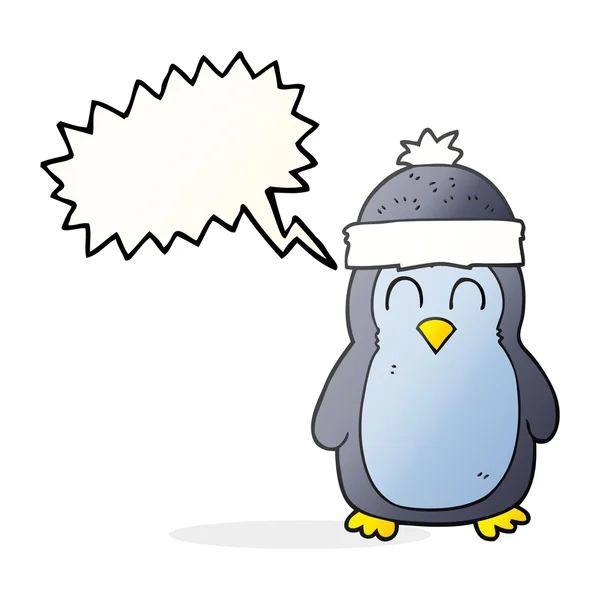 Pingwin kreskówka mowy Bańka — Wektor stockowy