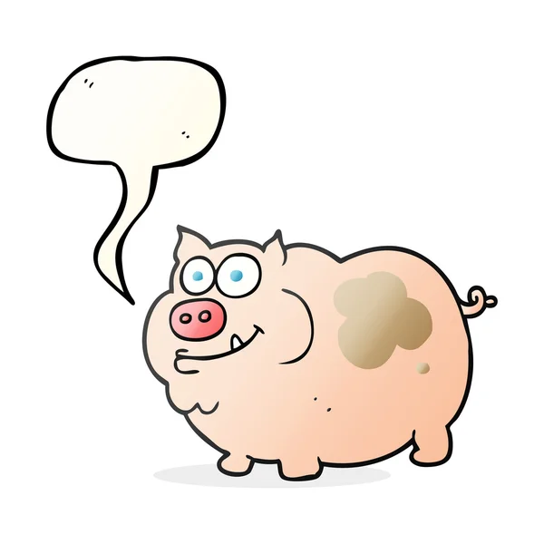 Toespraak bubble cartoon varken — Stockvector