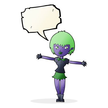 Konuşma baloncuğu olan vampir kız.