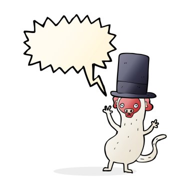 karikatür maymun konuşma balonu ile üst şapka