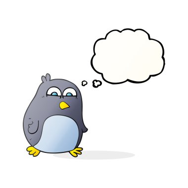 düşünce kabarcık karikatür penguen