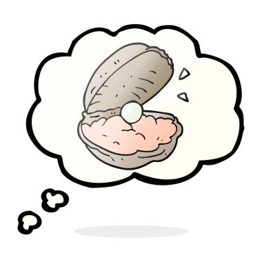 düşünce kabarcık karikatür istiridye inci ile