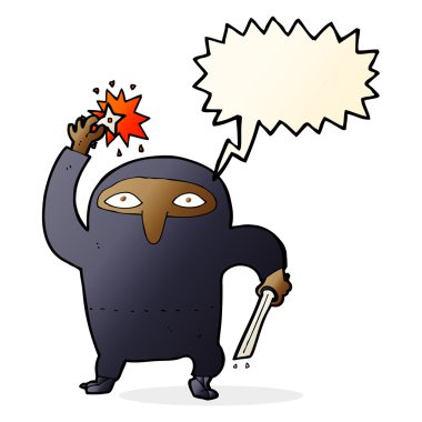 Konuşma baloncuklu çizgi film ninjası