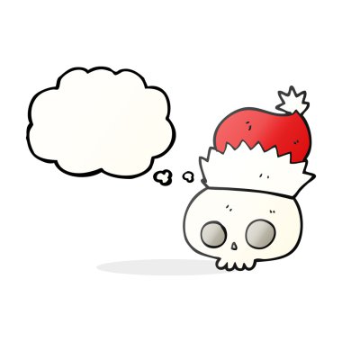 kabarcık karikatür kafatası giyen Noel şapka sanıyordum