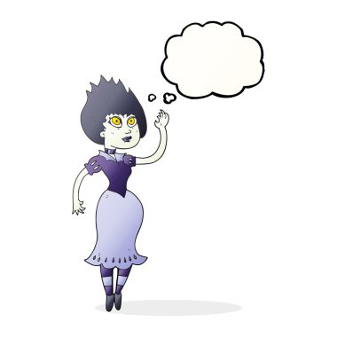 düşünce kabarcık karikatür vampir kız sallayarak 